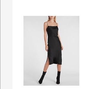 Satin Cowl Neck Midi Slip Dress